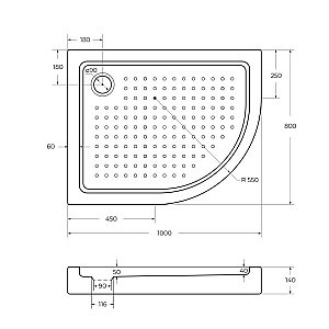 Душевой поддон Cezares TRAY-A-RH 100x80 купить в интернет-магазине Sanbest