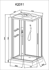 Душевая кабина AvaCan K Серия K2011LED 110х90 с гидромассажем, с подсветкой купить в интернет-магазине Sanbest