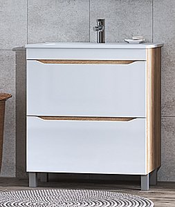 Тумба с раковиной Vigo Grani 750-0-2 дуб сонома/белая для ванной в интернет-магазине Sanbest