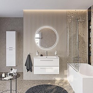 Тумба с раковиной Cezares ECO-CER-N 80 ECO-CER-N-800-2C-SO-BO белая матовая для ванной в интернет-магазине Sanbest