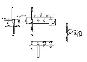 Смеситель для ванны Boheme Qubic 474-2-CR хром купить в интернет-магазине сантехники Sanbest