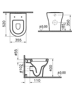 Унитаз напольный Vitra Zentrum BTW 5788B003-0075 безободковый, белый купить в интернет-магазине Sanbest