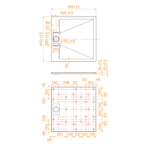 Душевой поддон квадратный RGW TUS-W 90x90 купить в интернет-магазине Sanbest