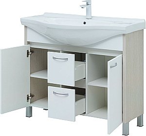 Тумба с раковиной Aquanet Донна 274164 100 белый дуб/белый для ванной в интернет-магазине Sanbest