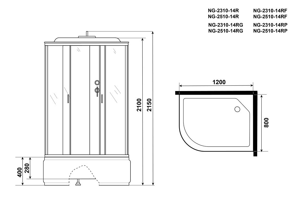 Душевая кабина Niagara NG-2510 купить в интернет-магазине Sanbest