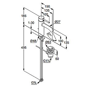Смеситель для раковины Kludi Bozz 382800576 хром купить в интернет-магазине сантехники Sanbest