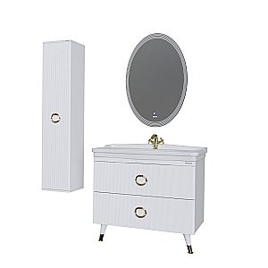 Тумба с раковиной напольная Grossman АТРИО 105 с 2-я ящ, белый глянец для ванной в интернет-магазине Sanbest