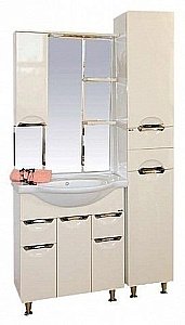 Зеркало со шкафом Misty Жасмин 74 бежевая эмаль в ванную от интернет-магазине сантехники Sanbest