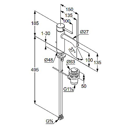 Смеситель для раковины Kludi Bozz 382800576 хром купить в интернет-магазине сантехники Sanbest