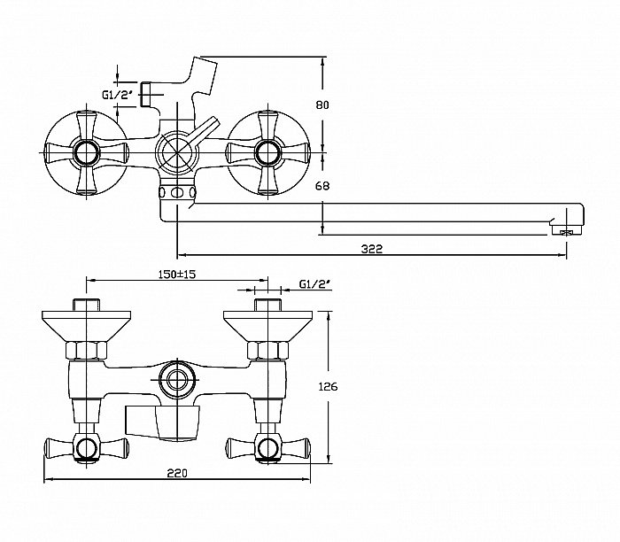 Смеситель для ванны Orange Classic M71-211cr купить в интернет-магазине сантехники Sanbest