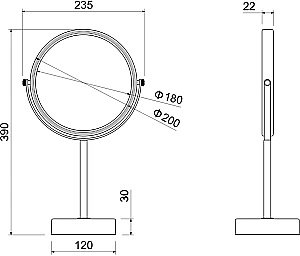 Зеркало косметические Aquatek AQ4914MB черное матовое купить в интернет-магазине сантехники Sanbest