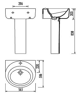 Раковина с пьедесталом Creavit Favori 56,5 FR056.40000-FR250.40000 черная купить в интернет-магазине Sanbest