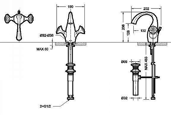 Смеситель для раковины Bravat Swan Gold F14287G-ENG купить в интернет-магазине сантехники Sanbest