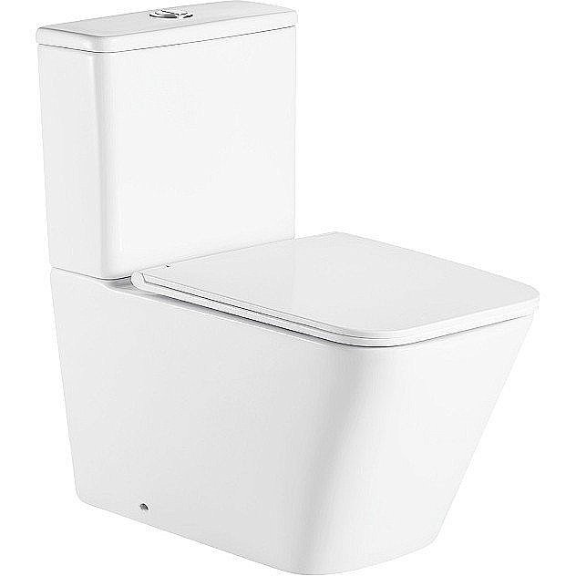 Унитаз напольный CeramaLux 2171-1 белый, безободковый, с бачком, с крышкой микролифт купить в интернет-магазине Sanbest