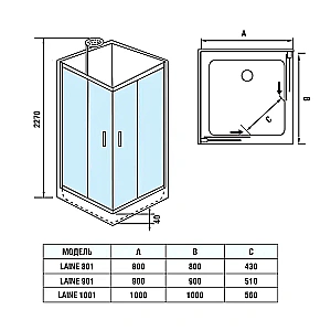 Душевая кабина WeltWasser WW500 LAINE XL 1001 профиль матовый хром/стекло прозрачное купить в интернет-магазине Sanbest