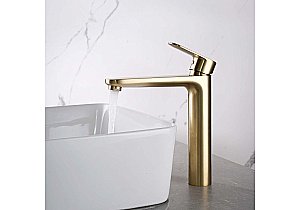 Смеситель для раковины Aquatek Ника AQ1804BG 190 золото шлифованное, без донного клапана купить в интернет-магазине сантехники Sanbest