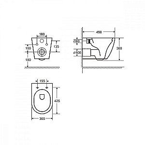 Унитаз подвесной ABBER BEQUEM AC1101MG с крышкой микролифт, безободковый, серый матовый купить в интернет-магазине Sanbest
