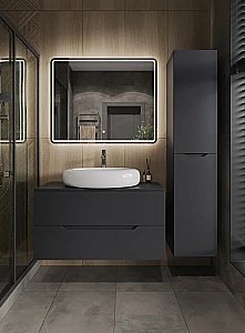 Тумба с раковиной Orange Line 100 Li-100TugMDF+B08-640W графит/белый для ванной в интернет-магазине Sanbest