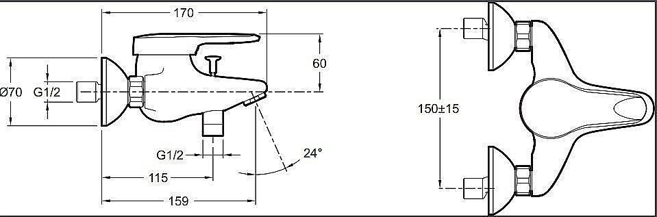 Смеситель для ванны и душа Jacob Delafon KANDEL E664RU-CP купить в интернет-магазине сантехники Sanbest