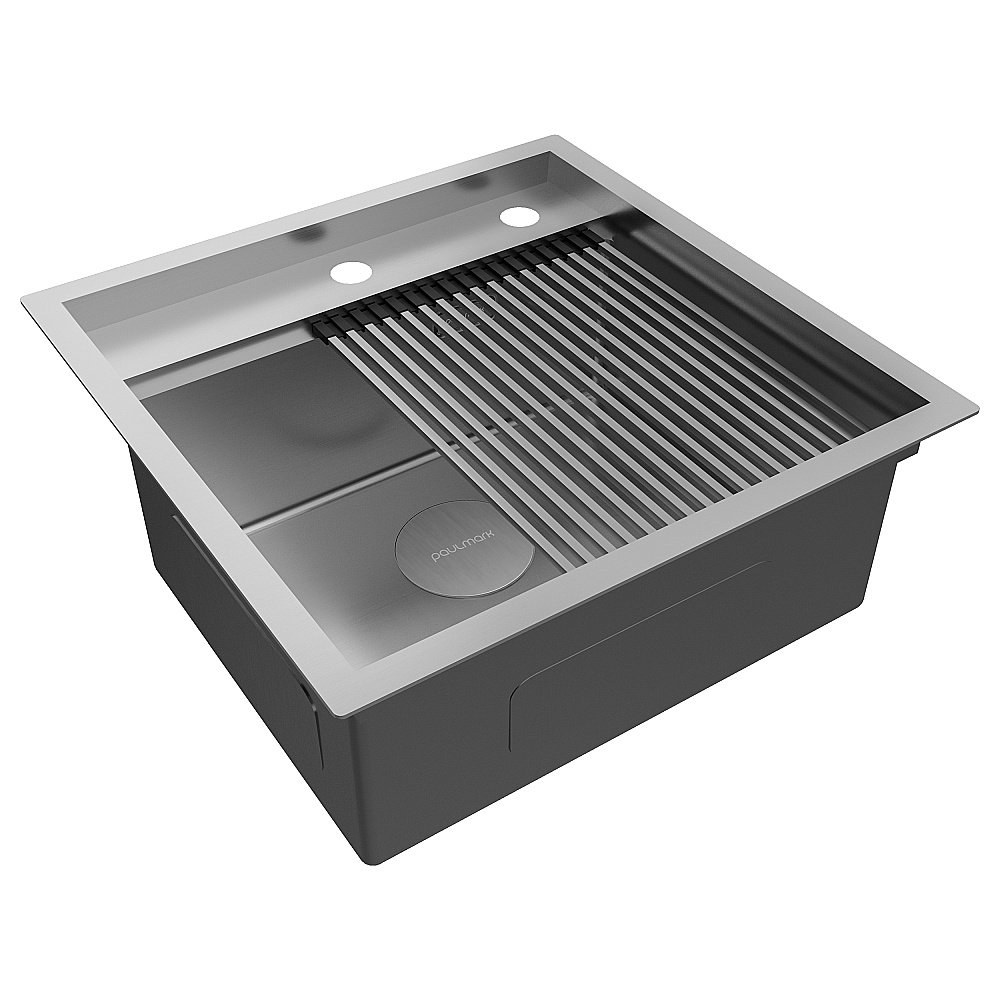 Кухонная мойка Paulmark KRONER-STEP PM345151-BS брашированная сталь купить в интернет-магазине сантехники Sanbest