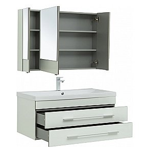 Тумба с раковиной Aquanet Верона 100/Aquanet Нота-100 подвесная белая глянцевая для ванной в интернет-магазине Sanbest