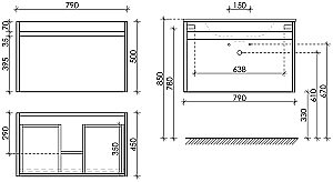Тумба с раковиной Sancos Smart SM80W белый глянец для ванной в интернет-магазине Sanbest