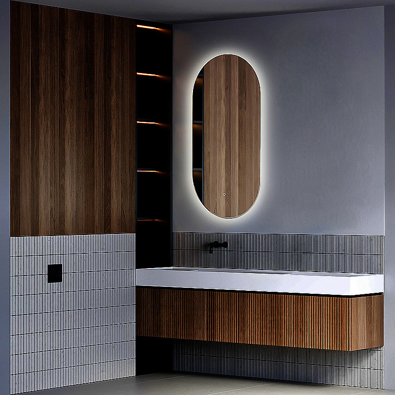 Зеркало Azario Viva 55х105 LED-00002689 черное матовое в ванную от интернет-магазине сантехники Sanbest