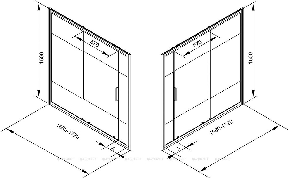 Шторка для ванны Aquanet Practic AE10-B-170H150U-CP купить в интернет-магазине Sanbest