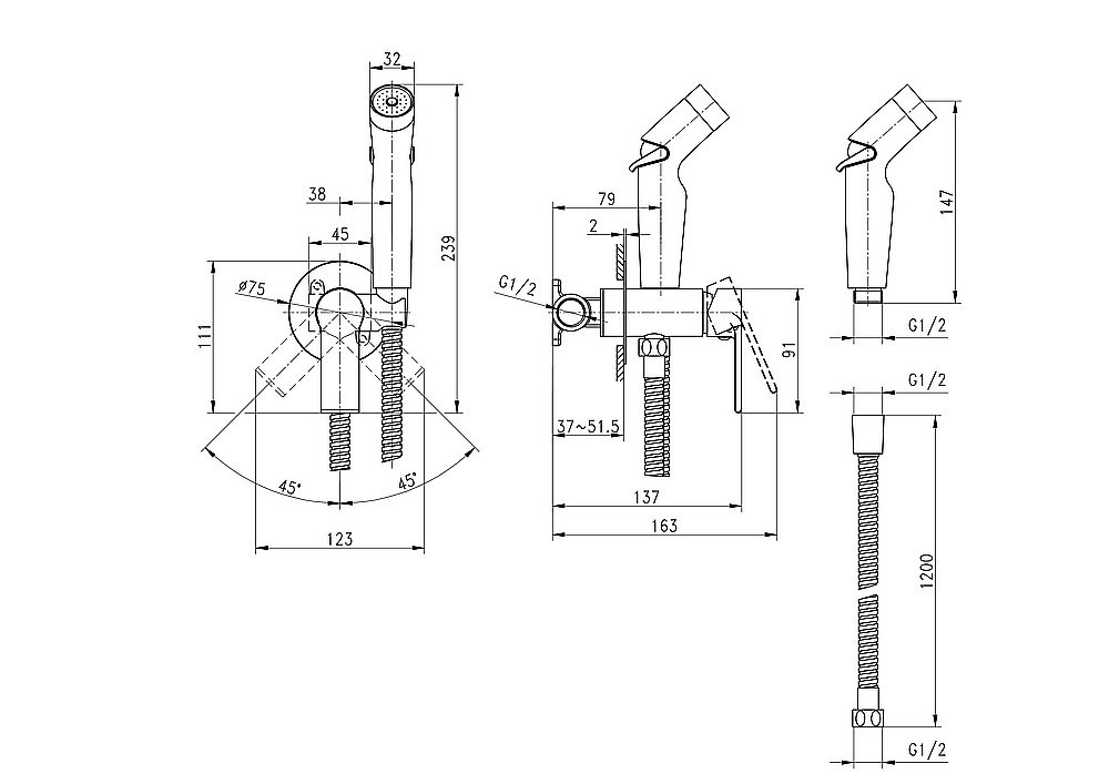 Гигиенический душ Cersanit Brasko Black 64103 черный матовый купить в интернет-магазине сантехники Sanbest