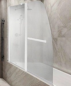 Шторка для ванны Parly F03F 130x120 профиль белый/стекло матовое купить в интернет-магазине Sanbest