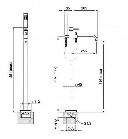 Смеситель монокомандный для ванны Inside ML.INS-9260 золото купить в интернет-магазине сантехники Sanbest
