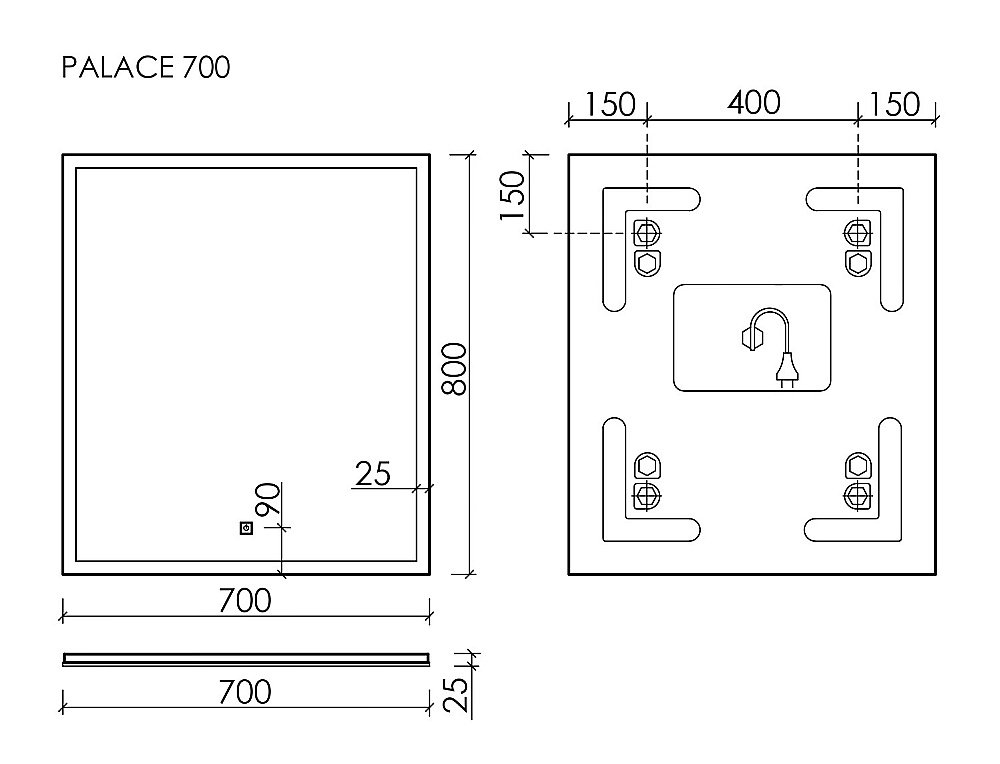 Зеркало Sancos Palace 70х80 PA700 белое в ванную от интернет-магазине сантехники Sanbest