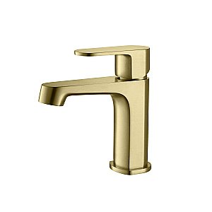 Смеситель для раковины Aquatek Оберон AQ1210BG 98 золото шлифованное, без донного клапана купить в интернет-магазине сантехники Sanbest