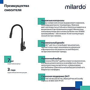 Смеситель для кухни Milardo Meal M01BL2FM05 купить в интернет-магазине сантехники Sanbest