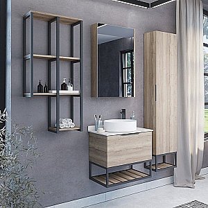 Зеркальный шкаф Comforty Порто 00-00009233 50 дуб дымчатый купить в интернет-магазине сантехники Sanbest