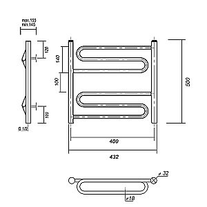Полотенцесушитель водяной Domoterm Офелия П6 500x500 хром купить в интернет-магазине сантехники Sanbest