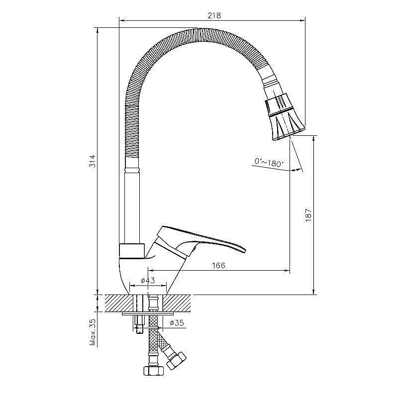 Смеситель для кухни Rossinka B35-26 купить в интернет-магазине сантехники Sanbest