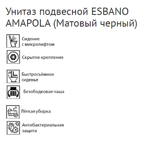 Унитаз подвесной Esbano AMAPOLA ESUPAMAPBM безободковый, с крышкой микролифт, матовый черный купить в интернет-магазине Sanbest