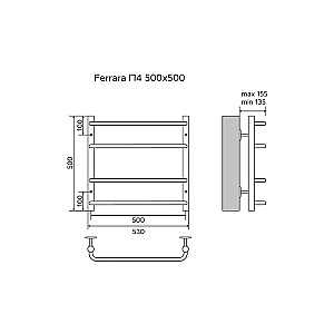 Полотенцесушитель водяной Azario FERRARA П4 500х500 AZ09155 хром купить в интернет-магазине сантехники Sanbest