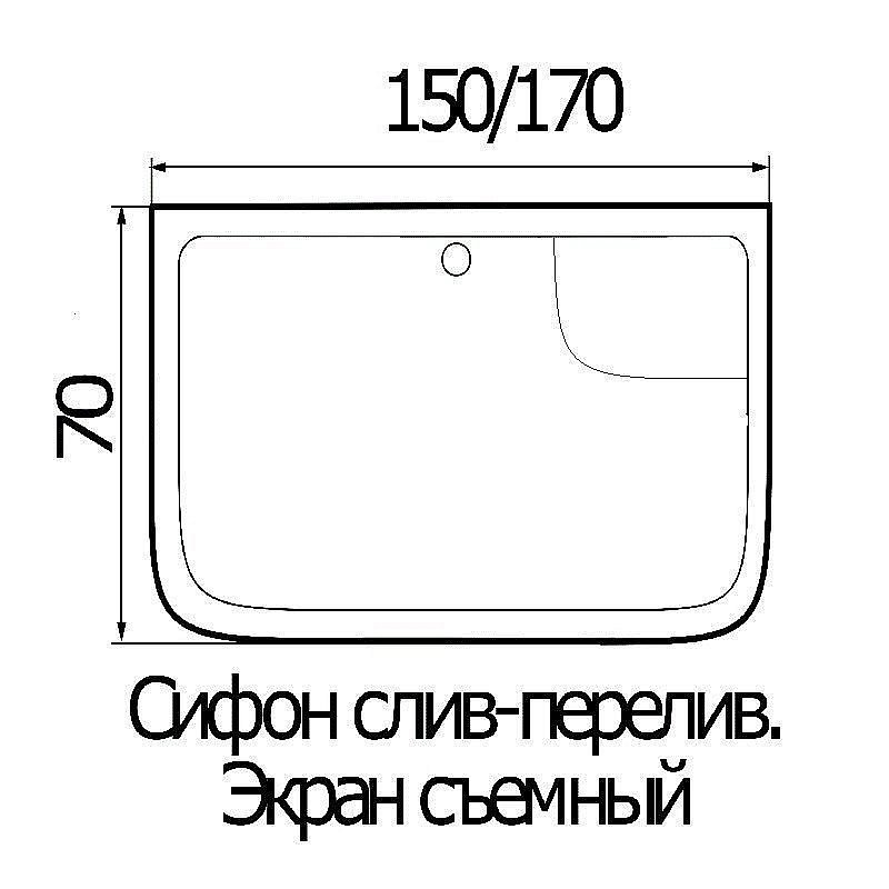 Ванна акриловая WEMOR 170/70/55 S купить в интернет-магазине Sanbest