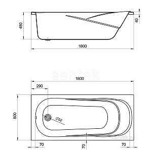 Ванна Santek Casablanca 1WH302482 180x80 купить в интернет-магазине Sanbest