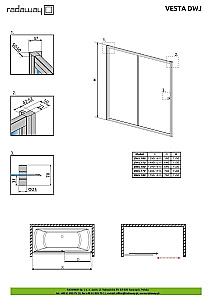 Шторка для ванны Radaway Vesta DWJ+S 140x80 купить в интернет-магазине Sanbest