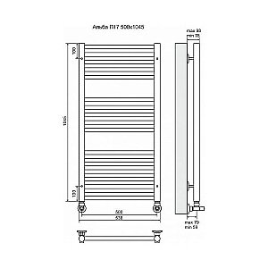 Полотенцесушитель водяной Terminus Альба П17 500x1045 купить в интернет-магазине сантехники Sanbest