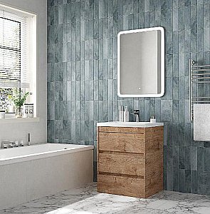 Тумба с раковиной Art&Max Family-M 58 напольная, дуб харбор золотой для ванной в интернет-магазине Sanbest