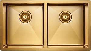 Мойка кухонная Paulmark TWIN PM237844-BG брашированное золото купить в интернет-магазине сантехники Sanbest