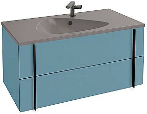 Тумба с раковиной Jacob Delafon NOUVELLE VAGUE 80 EB3030-G91+EXAR112-Z-MG2 блестящий аквамарин/раковина серая для ванной в интернет-магазине Sanbest