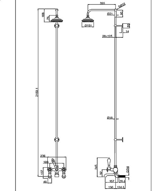 Душевая система Burlington Birkenhead H295-BI хром купить в интернет-магазине сантехники Sanbest