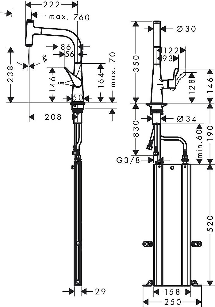 Смеситель для кухни Hansgrohe Metris Select M71 240 73802000 купить в интернет-магазине сантехники Sanbest