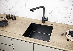 Кухонная мойка Paulmark Next 44 PM214444-MBN черная матовая купить в интернет-магазине сантехники Sanbest
