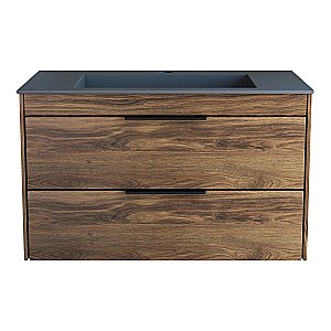 Тумба с раковиной Vincea Chiara 2D 80 VMC-2C2800CO/VCB-13800G тёмный дуб/раковина серая для ванной в интернет-магазине Sanbest